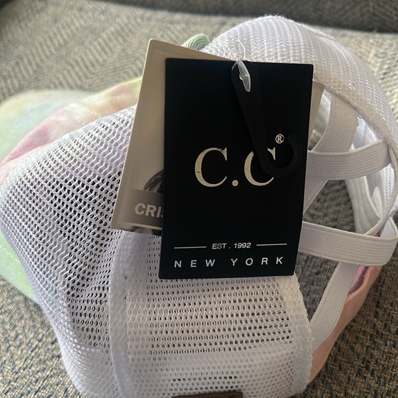 C.C PonyCaps Women's Cotton Candy/White Criss-Cross Cap Hat Adjustable - Picture 10 of 12